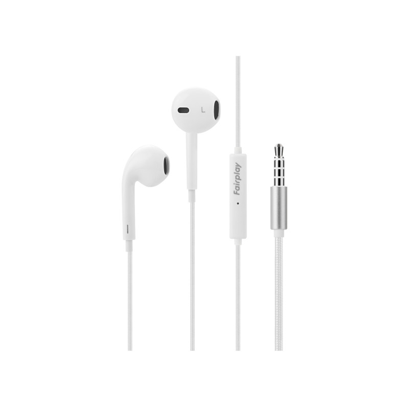 Fairplay – Écouteurs Jack 3,5 mm avec micro intégré (Blanc)