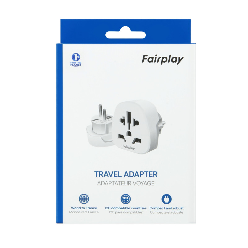 Fairplay – Adaptateur Voyage Monde vers France (Type E/F)