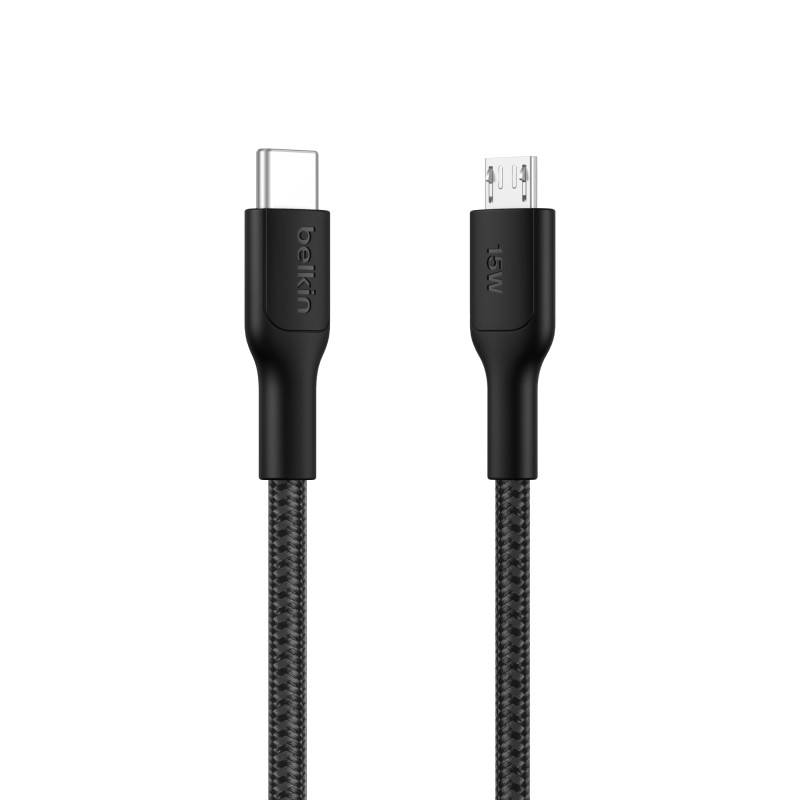 Belkin Eco Câble USB-C vers Micro-USB, 1 m, Câble doux au toucher, gaine tressée et souple de Recharge Rapide, Certifié USB-IF,
