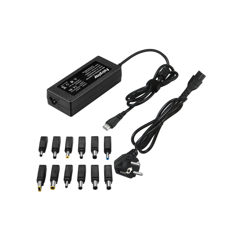 FAIRPLAY Chargeur Universel 90W pour Ordinateur Portable – 12 Adaptateurs Inclus – Tension Automatique 12V à 24V – Haute Compati