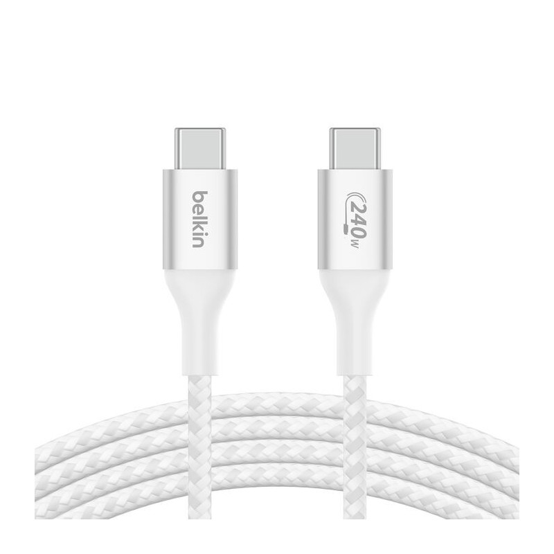 Belkin BOOST↑CHARGE™ – Câble USB-C vers USB-C 240W tressé, 1 m ou 2 m, noir ou blanc