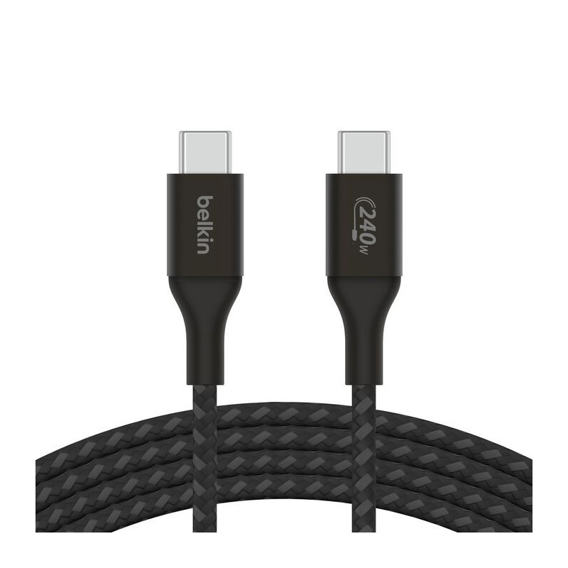 Belkin BOOST↑CHARGE™ – Câble USB-C vers USB-C 240W tressé, 1 m ou 2 m, noir ou blanc