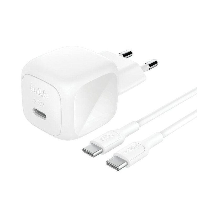 Belkin BOOST↑CHARGE™ – Chargeur Secteur USB-C 45 W avec Câble 1 m (Noir et Blanc)