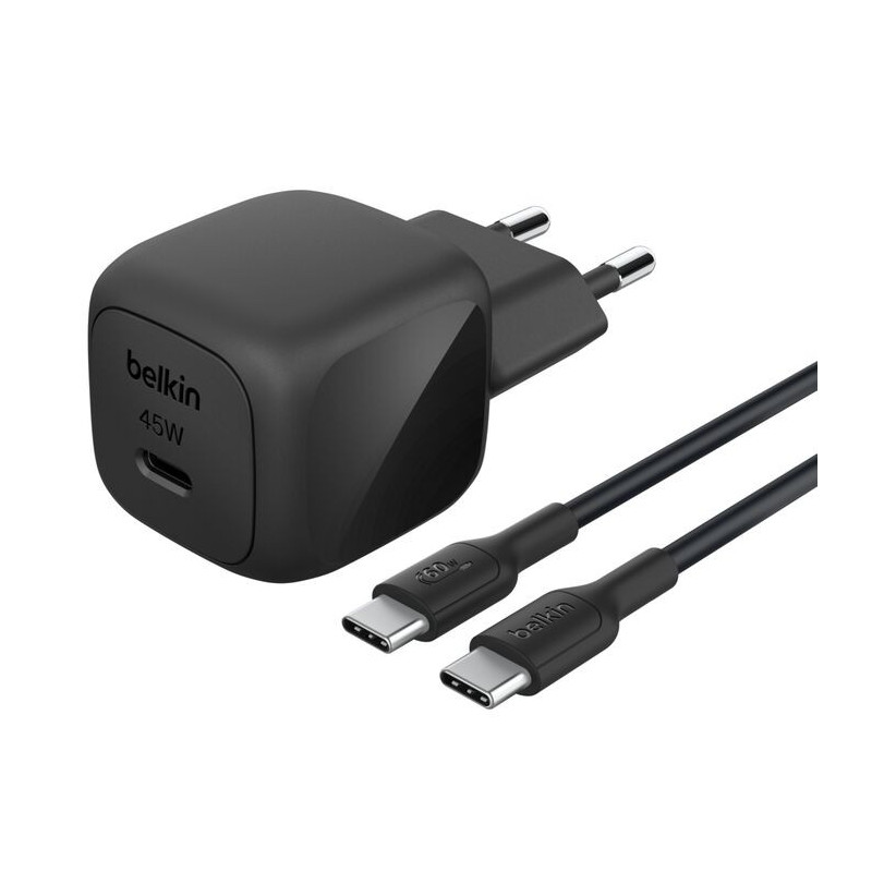 Belkin BOOST↑CHARGE™ – Chargeur Secteur USB-C 45 W avec Câble 1 m (Noir et Blanc)